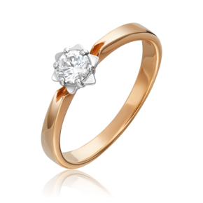 Помолвочное кольцо из комбинированного золота с бриллиантом 01-1016-00-101-1111-30