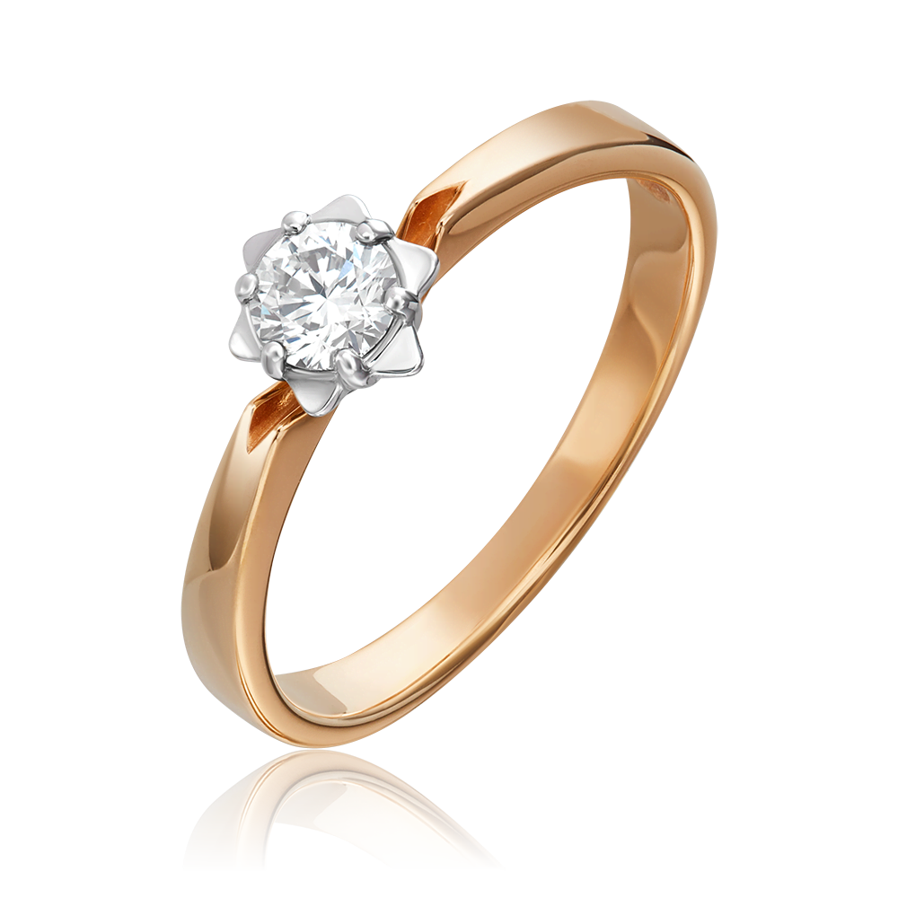 Помолвочное кольцо из комбинированного золота с бриллиантом 01-1016-00-101-1111-30