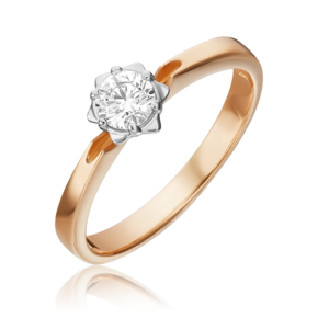 Помолвочное кольцо из комбинированного золота с бриллиантом 01-1018-00-101-1111-30