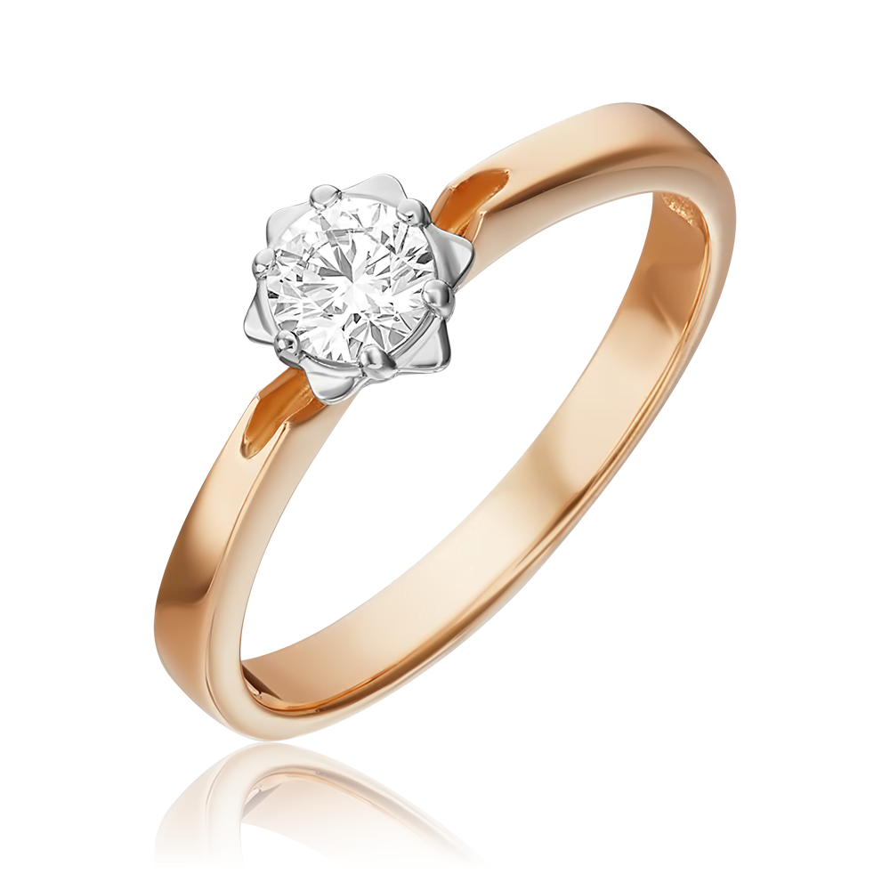 Помолвочное кольцо из комбинированного золота с бриллиантом 01-1018-00-101-1111-30