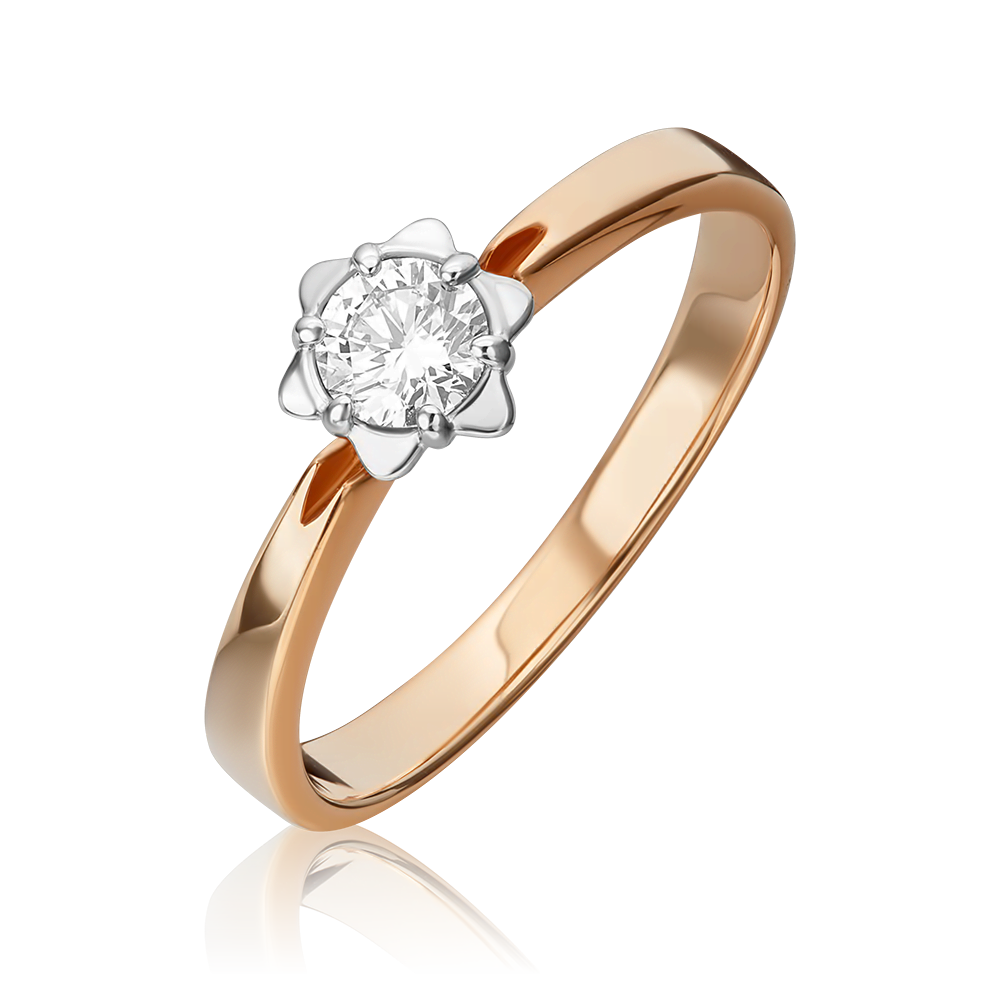 Помолвочное кольцо из комбинированного золота с бриллиантом 01-1020-00-101-1111-30