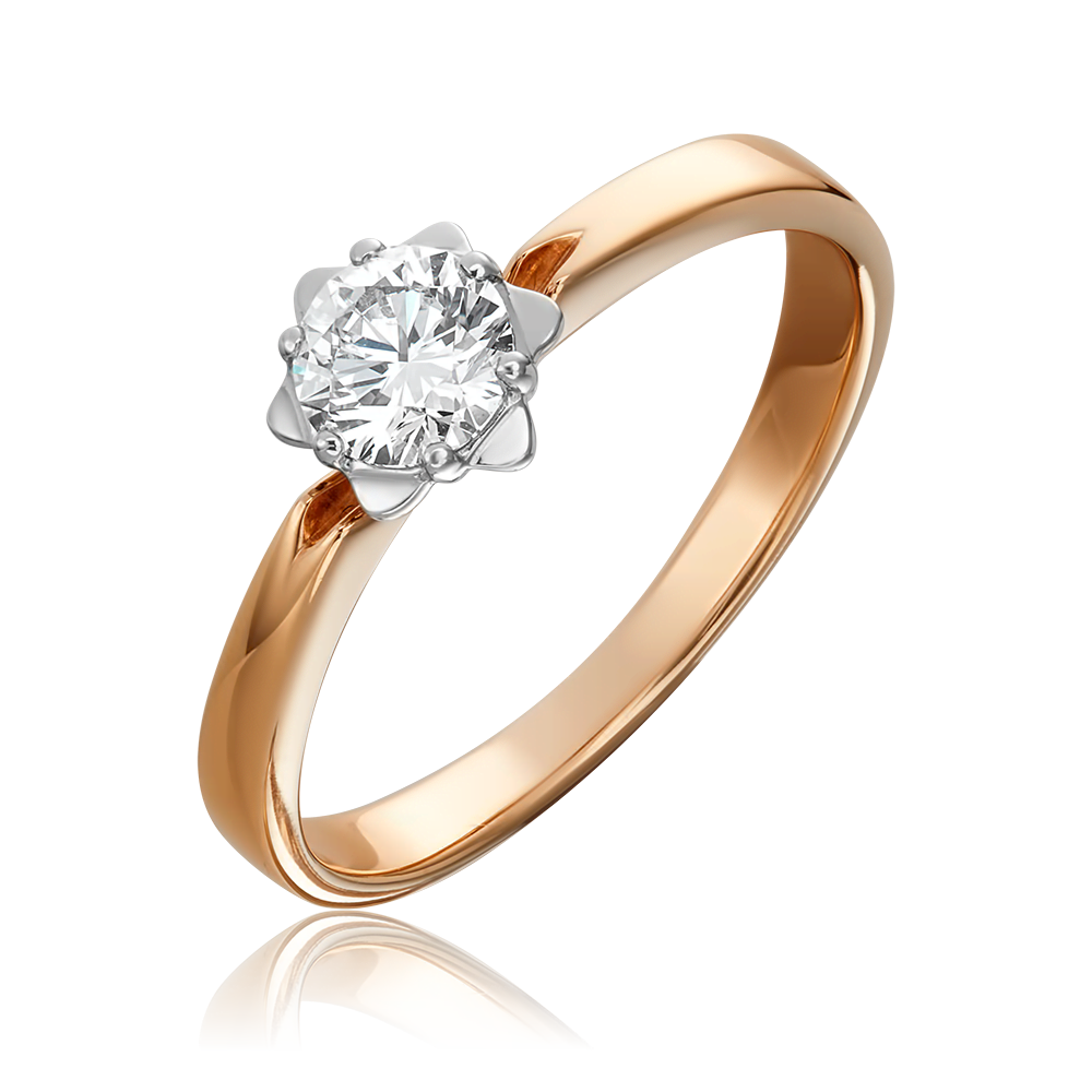 Помолвочное кольцо из комбинированного золота с бриллиантом 01-1022-00-101-1111-30
