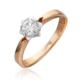 Помолвочное кольцо из комбинированного золота с бриллиантом 01-1024-00-101-1111-30