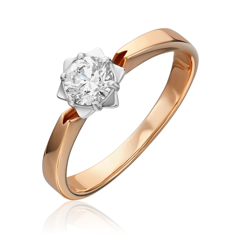 Помолвочное кольцо из комбинированного золота с бриллиантом 01-1024-00-101-1111-30