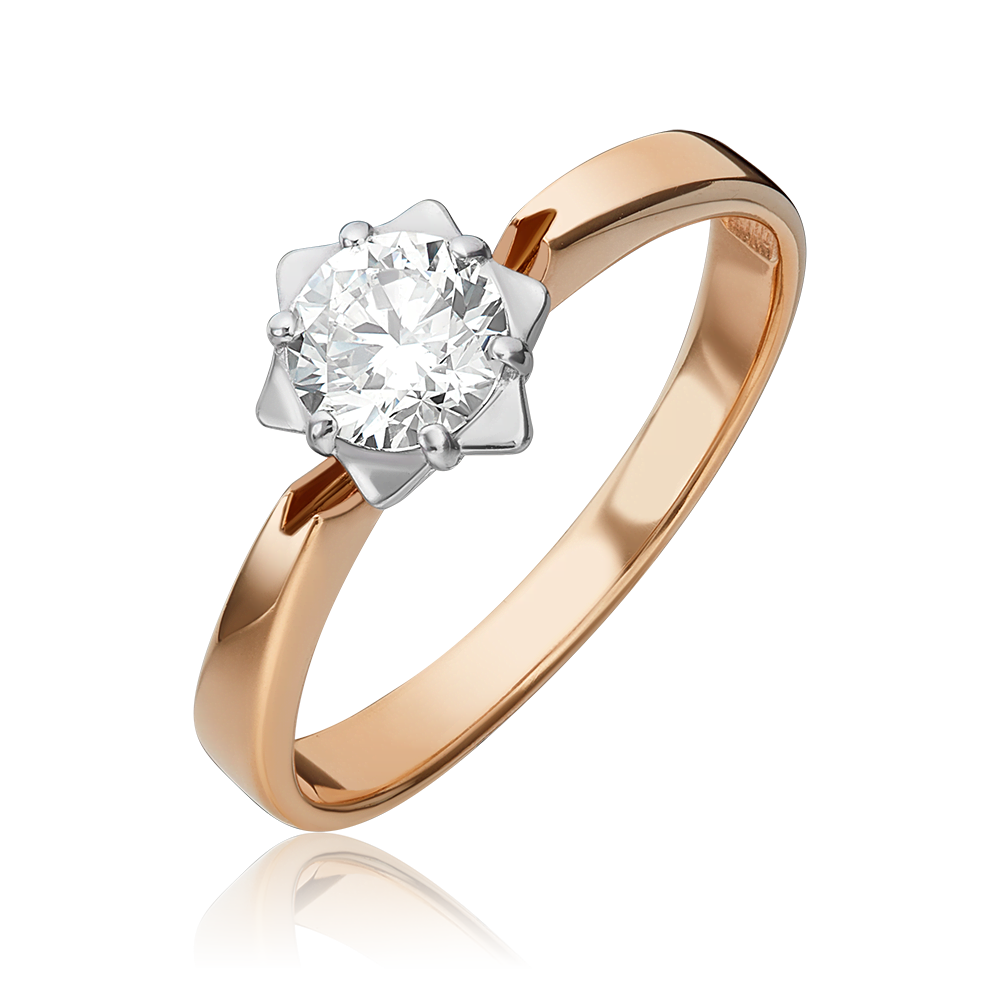 Помолвочное кольцо из комбинированного золота с бриллиантом 01-1026-00-101-1111-30