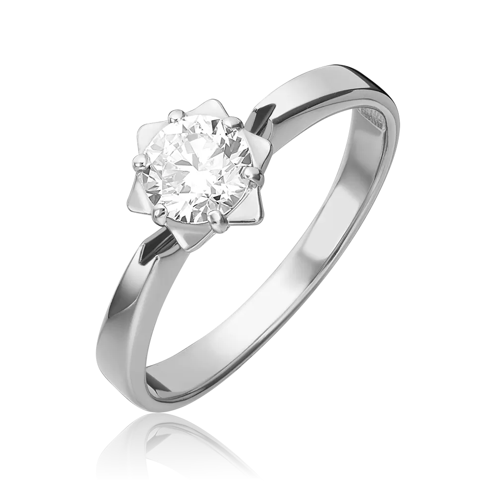 Помолвочное кольцо из белого золота с бриллиантом 01-1027-00-101-1120-30