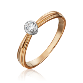 Помолвочное кольцо из комбинированного золота с бриллиантом 01-1038-00-101-1111-30