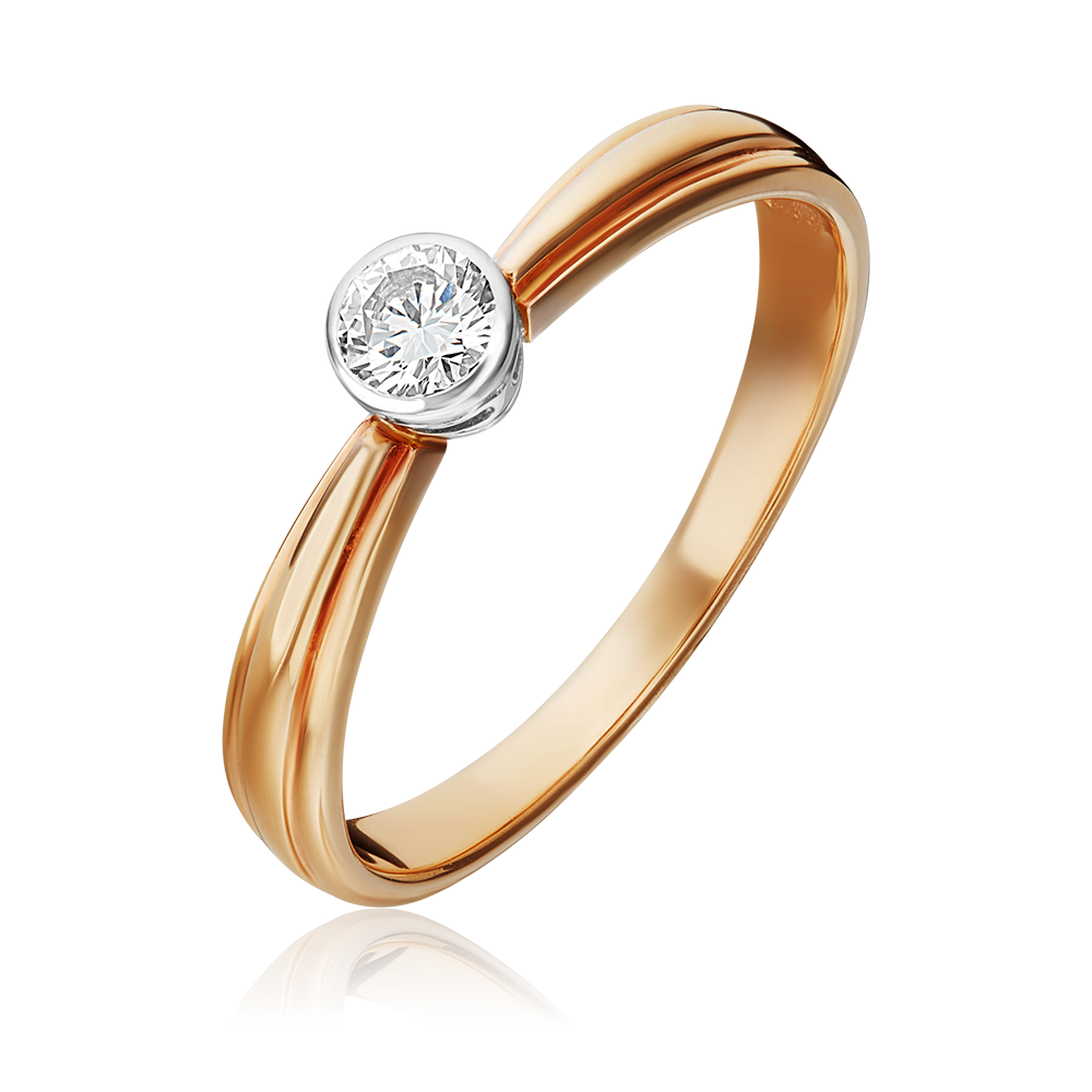 Помолвочное кольцо из комбинированного золота с бриллиантом 01-1040-00-101-1111-30