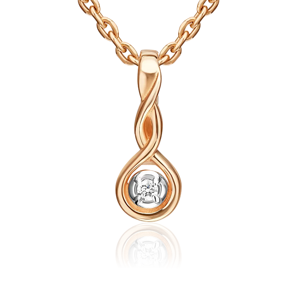 Подвеска из красного золота с бриллиантом 03-3696-00-101-1110