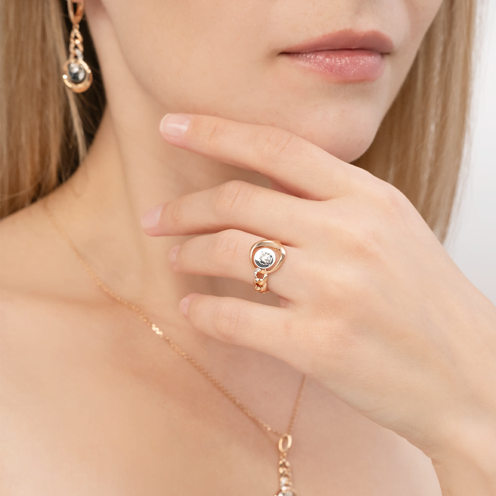 Кольцо «Энергия» из комбинированного золота с натуральными топазами white 01-5509-00-201-1111