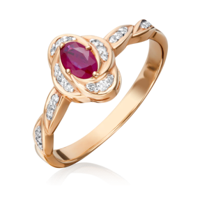 Кольцо из красного золота с рубином и бриллиантами 01-1587-00-107-1110-30