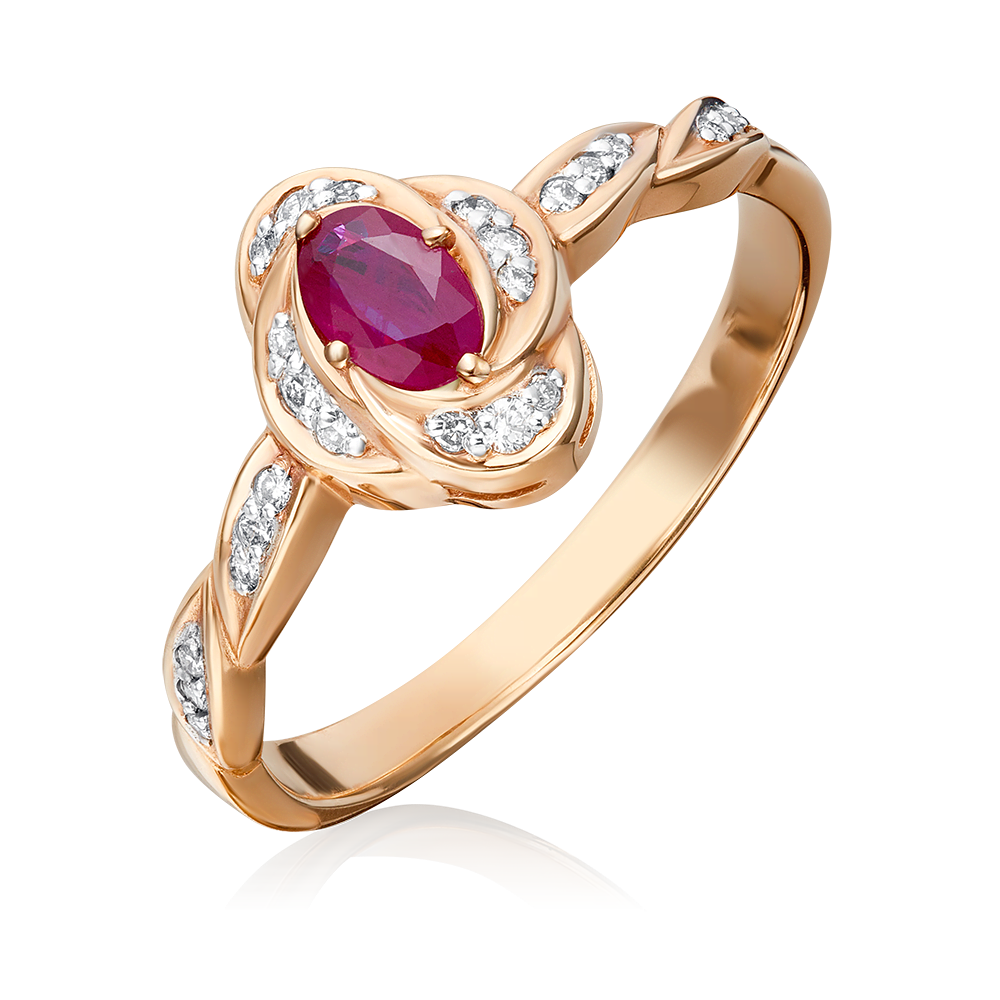 Кольцо из красного золота с рубином и бриллиантами 01-1587-00-107-1110-30