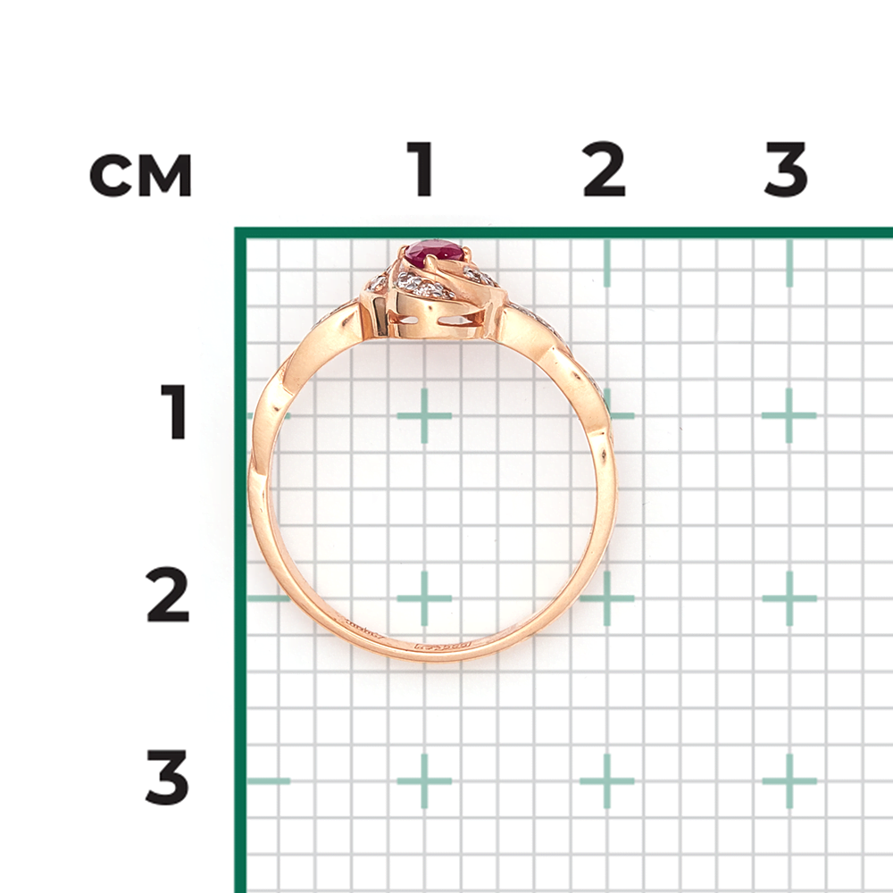 Кольцо из красного золота с рубином и бриллиантами 01-1587-00-107-1110-30