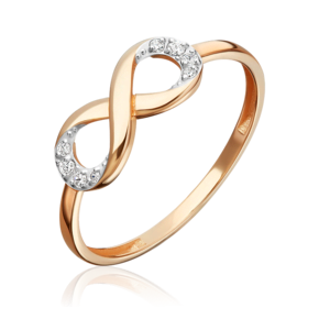 Кольцо «Бесконечность» из красного золота с фианитами 01-5980-00-401-1110