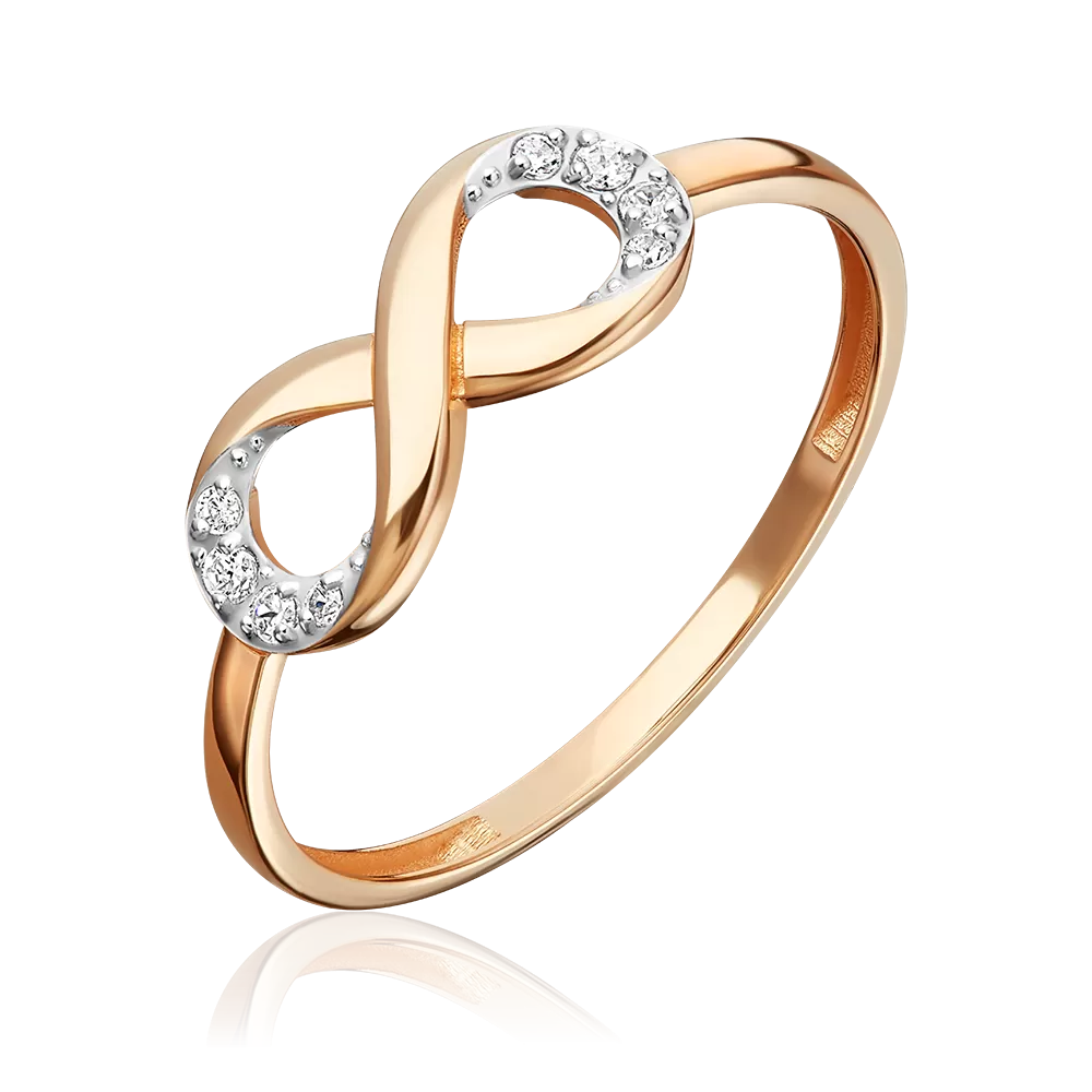 Кольцо «Бесконечность» из красного золота с фианитами 01-5980-00-401-1110