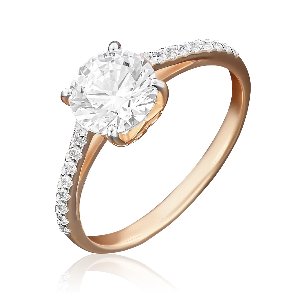 Кольцо из красного золота с фианитами 01-4462-00-501-1110-38