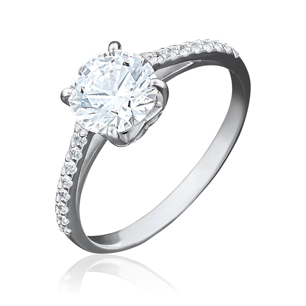 Кольцо из белого золота с фианитами 01-4462-00-401-1120