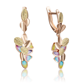 Серьги с английским замком из комбинированного золота с эмалью 02-4175-00-000-1113-48