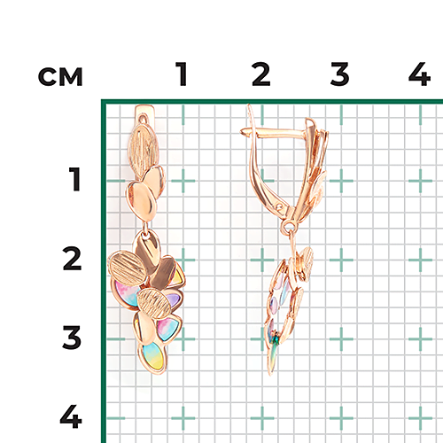 Серьги с английским замком из комбинированного золота с эмалью 02-4175-00-000-1113-48