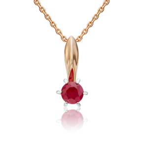 Подвеска из комбинированного золота с рубином