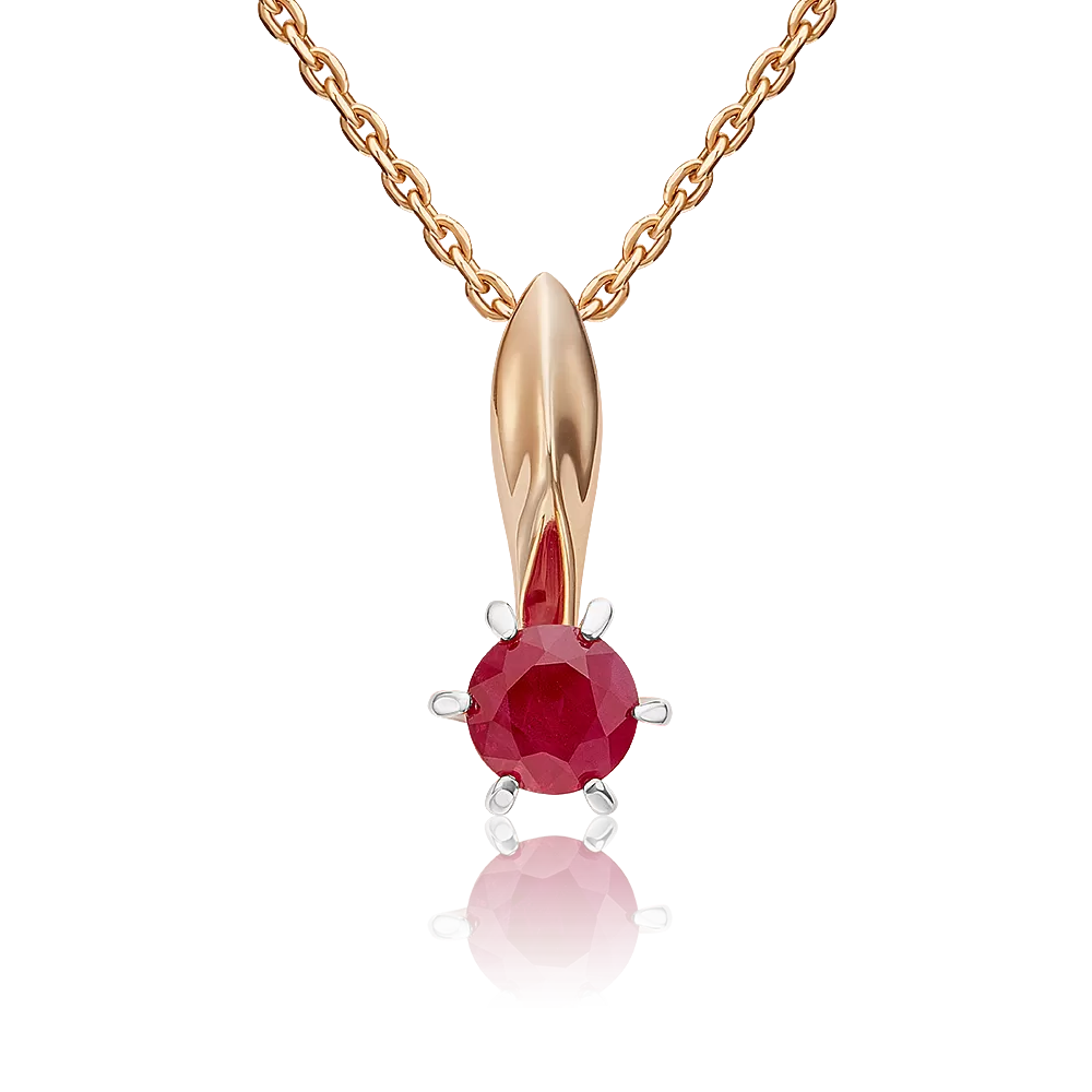 Подвеска из комбинированного золота с рубином 03-0154-00-104-1111-30