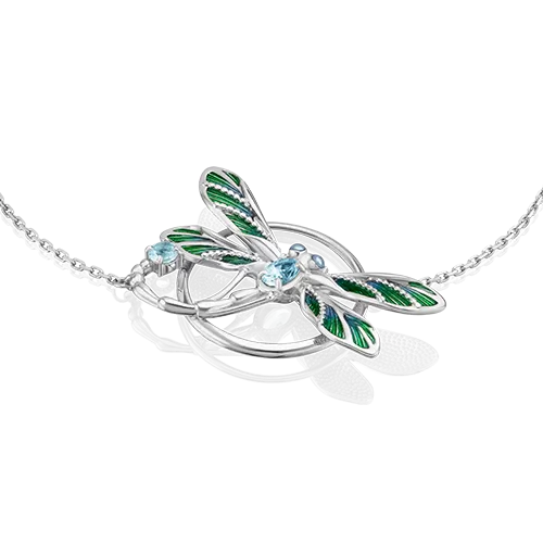 Браслет «Стрекоза» из серебра с топазами и эмалью 05-0682-00-201-0200-68