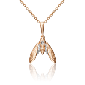 Подвеска «Мотылёк» из красного золота с фианитом 03-3095-00-401-1110-03