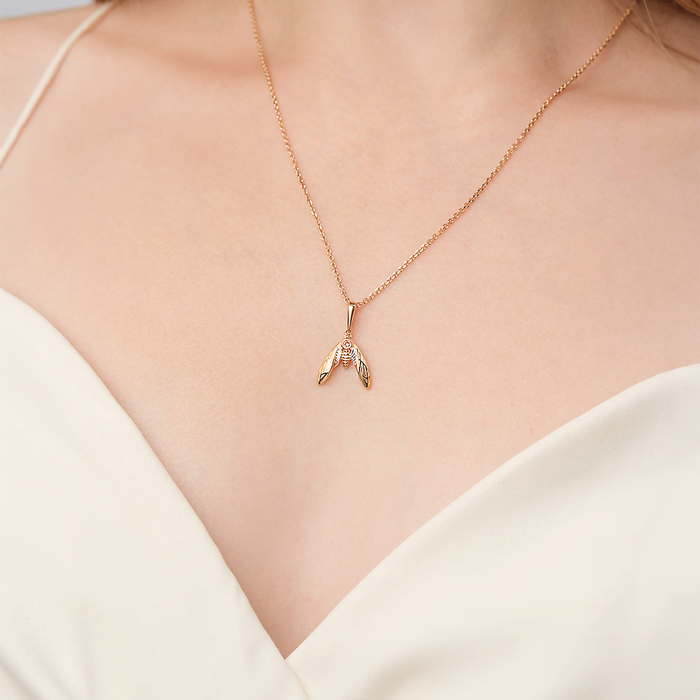 Подвеска «Мотылёк» из красного золота с фианитом 03-3095-00-401-1110-03