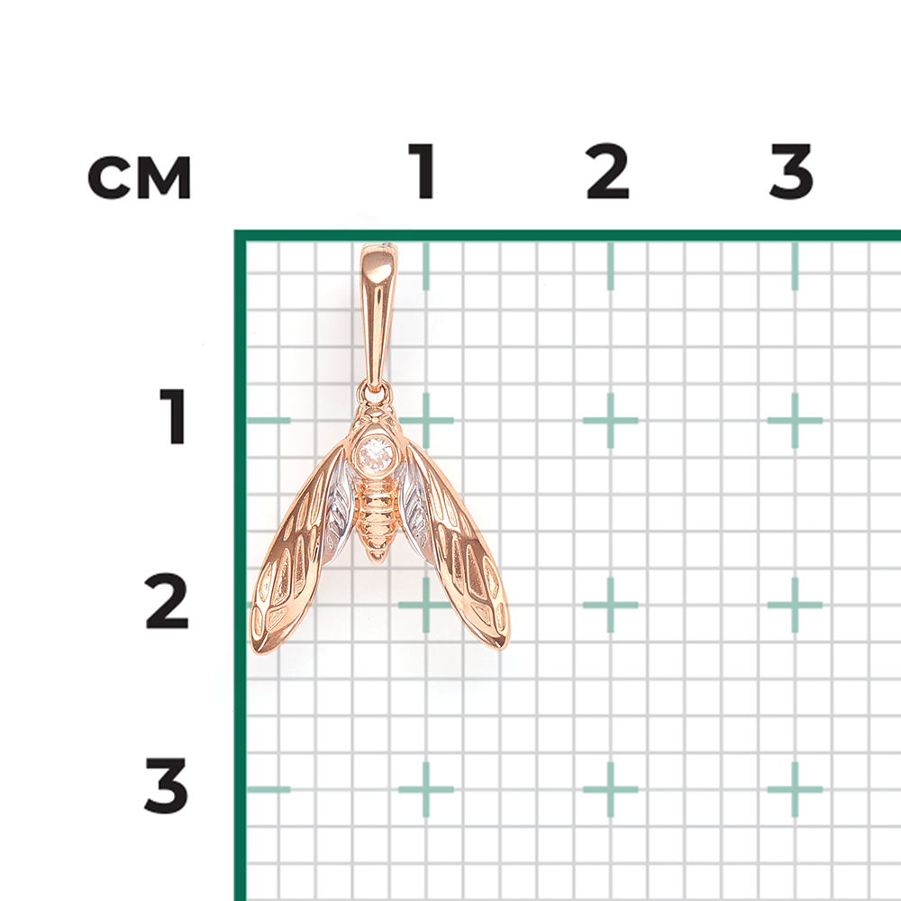Подвеска «Мотылёк» из красного золота с фианитом 03-3095-00-401-1110-03