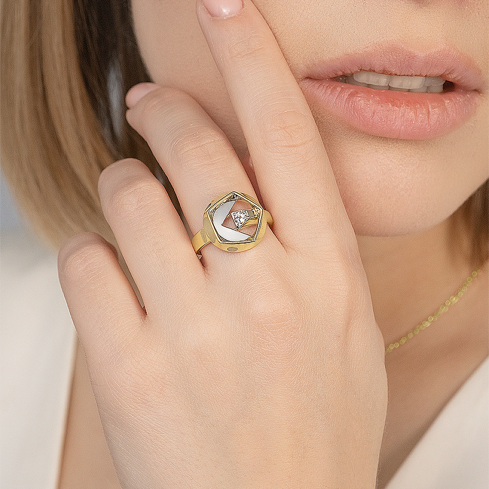 Кольцо из комбинированного золота с натуральным топазом white 01-5623-00-201-1121