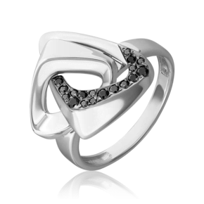 Кольцо из серебра с чёрными фианитами 01-5639-00-402-0200