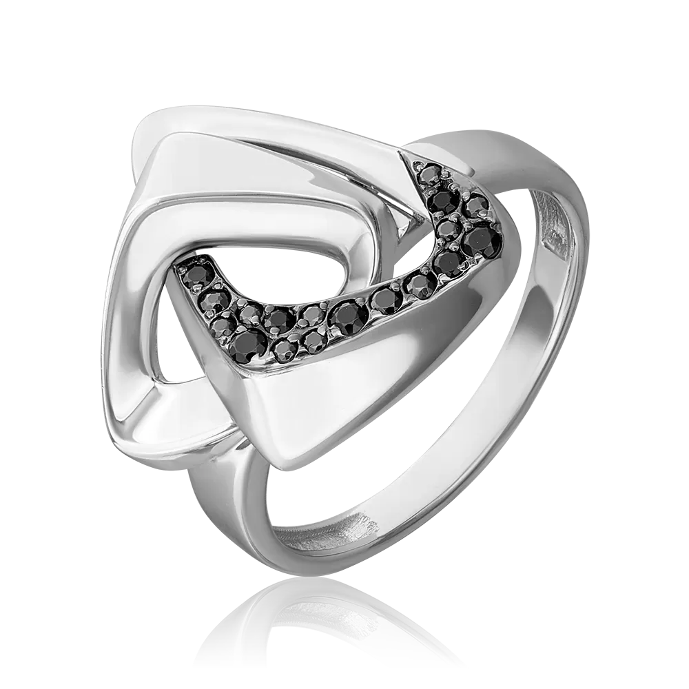 Кольцо из серебра с чёрными фианитами 01-5639-00-402-0200
