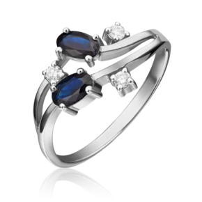 Кольцо из белого золота с сапфирами и бриллиантами 01-0669-00-105-1120-30