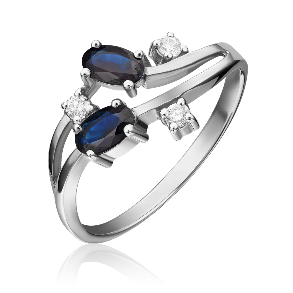 Кольцо из белого золота с сапфирами и бриллиантами 01-0669-00-105-1120-30