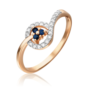 Кольцо из красного золота с сапфирами и бриллиантами 01-0672-00-105-1110-30