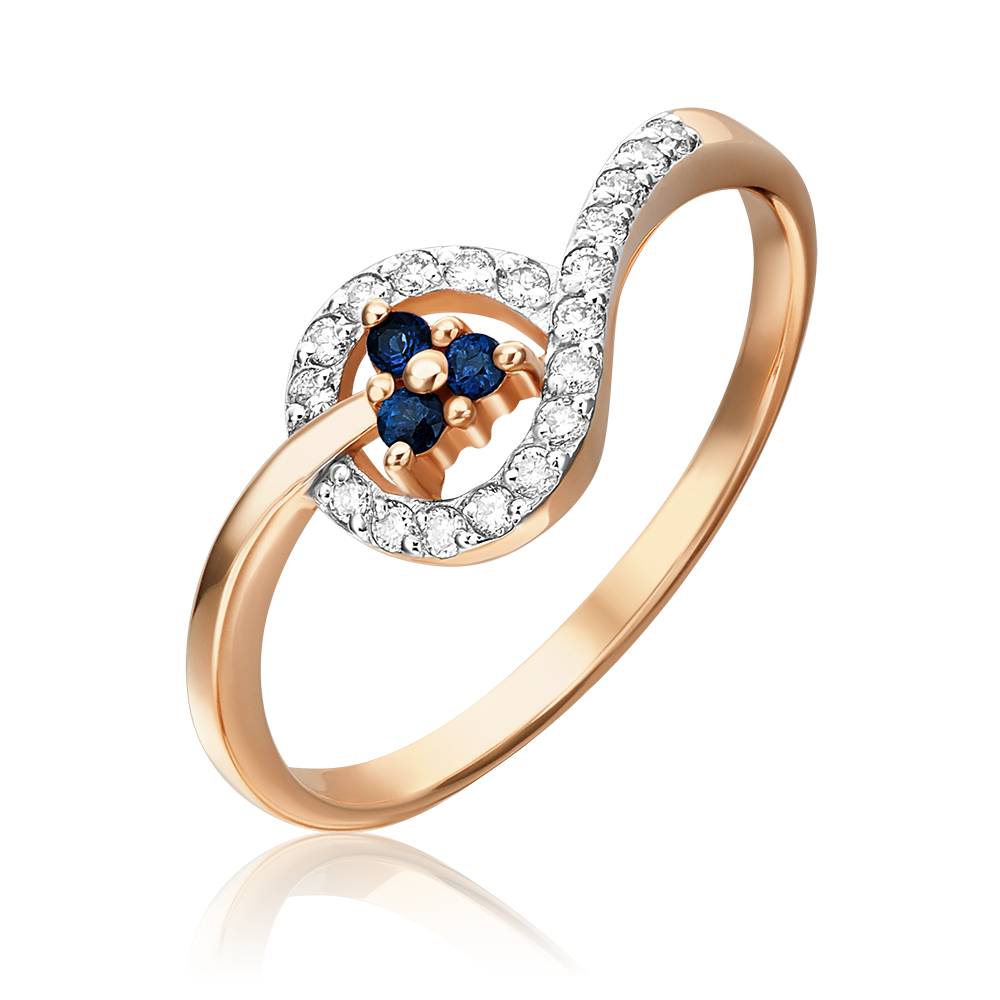 Кольцо из красного золота с сапфирами и бриллиантами 01-0672-00-105-1110-30