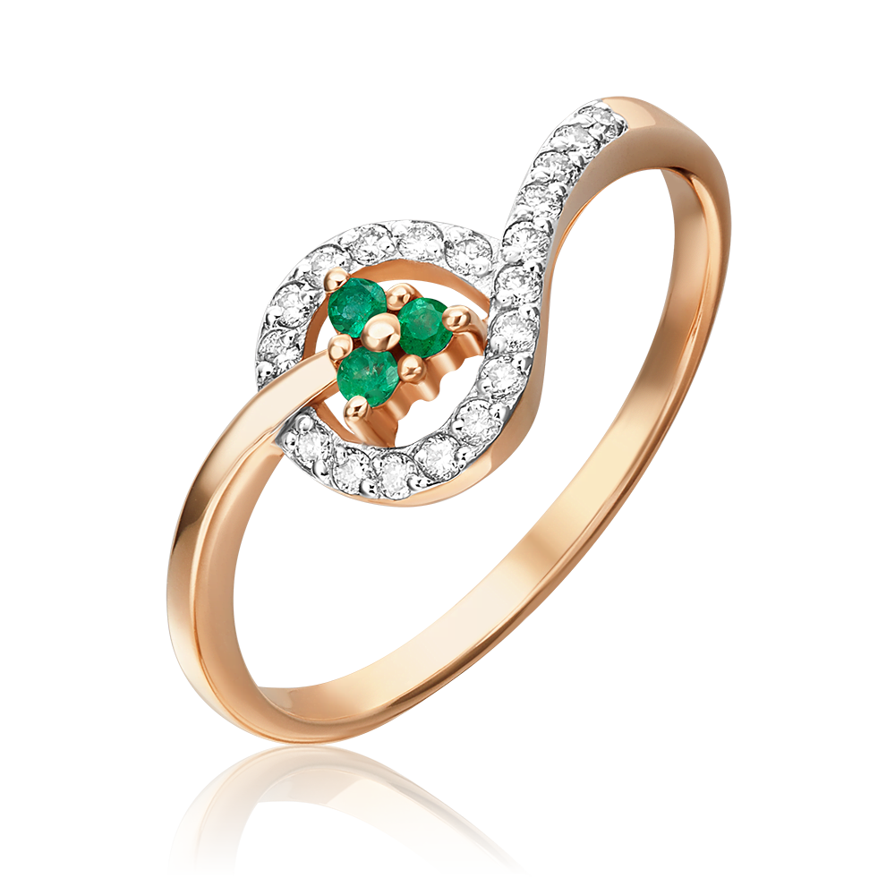Кольцо из красного золота с изумрудами и бриллиантами 01-0672-00-106-1110-30