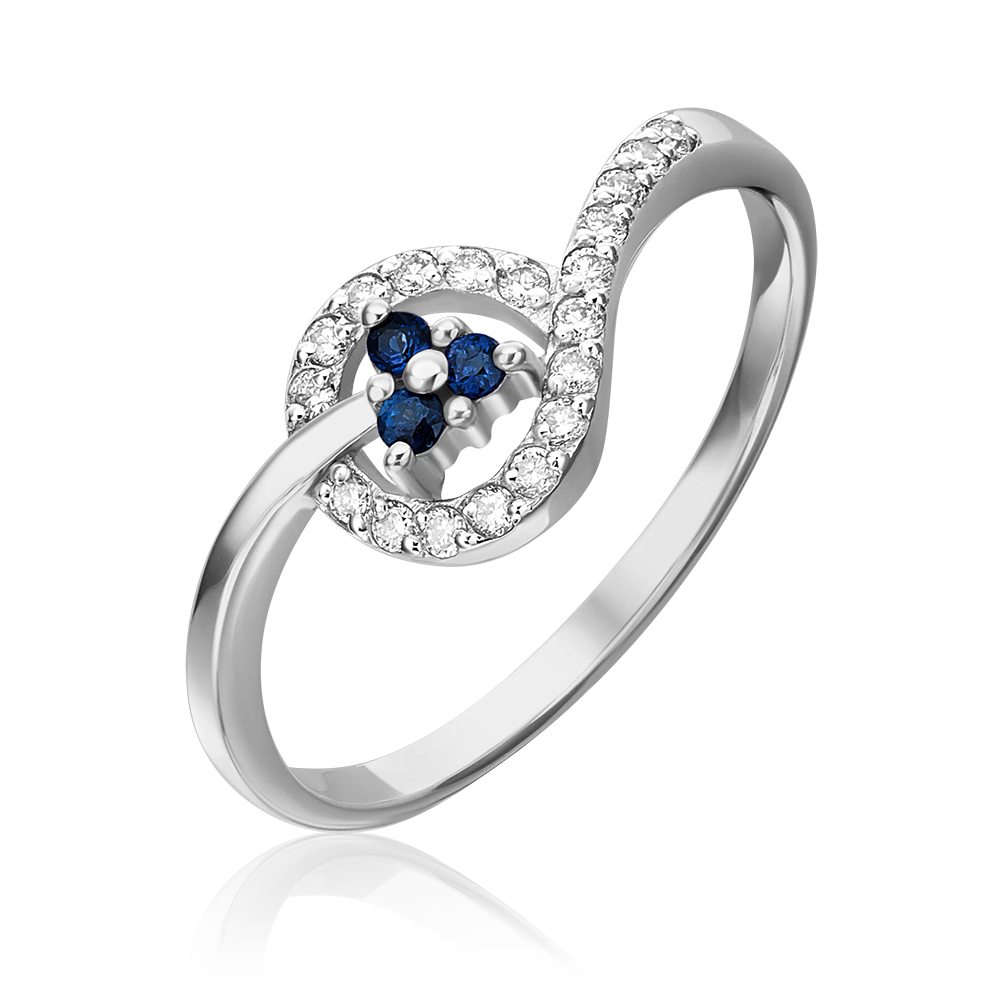 Кольцо из белого золота с сапфирами и бриллиантами 01-0673-00-105-1120-30
