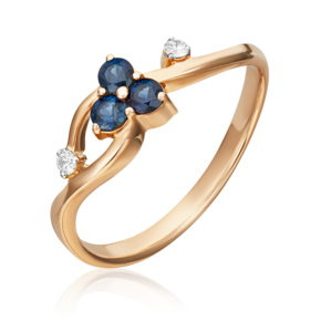 Кольцо из красного золота с сапфирами и бриллиантами 01-0674-00-105-1110-30