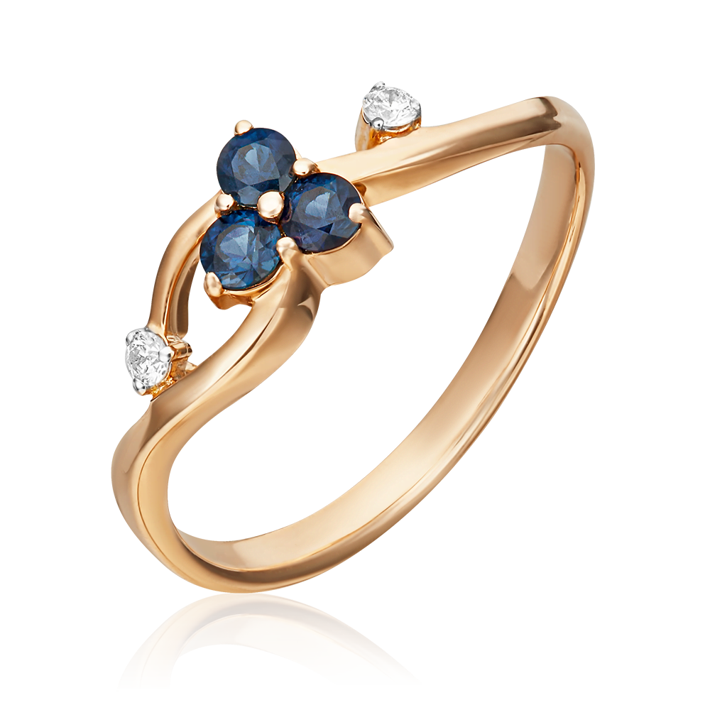 Кольцо из красного золота с сапфирами и бриллиантами 01-0674-00-105-1110-30