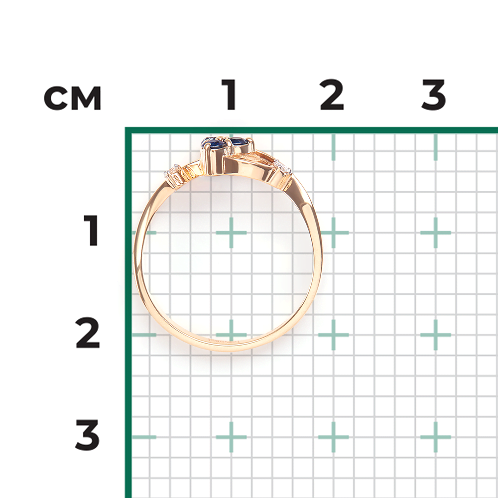 Кольцо из красного золота с сапфирами и бриллиантами 01-0674-00-105-1110-30