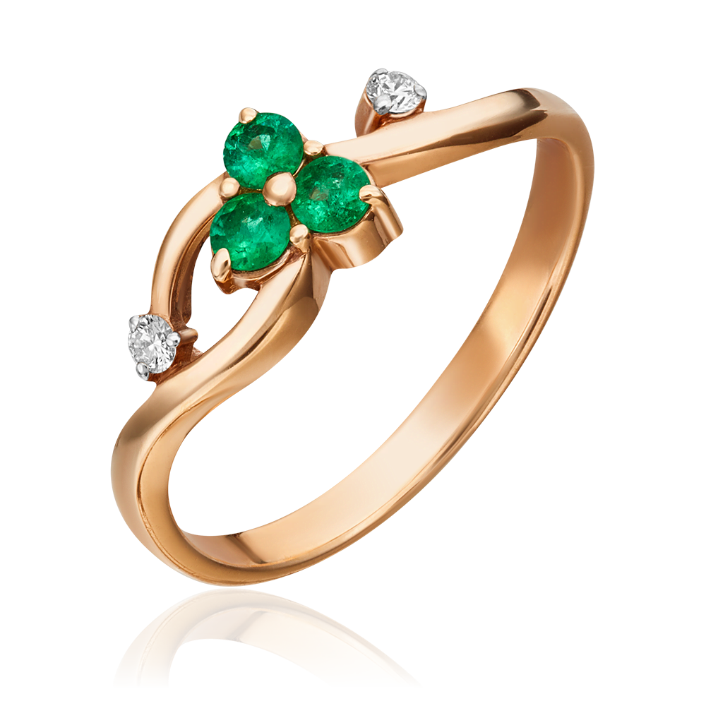 Кольцо из красного золота с изумрудами и бриллиантами 01-0674-00-106-1110-30
