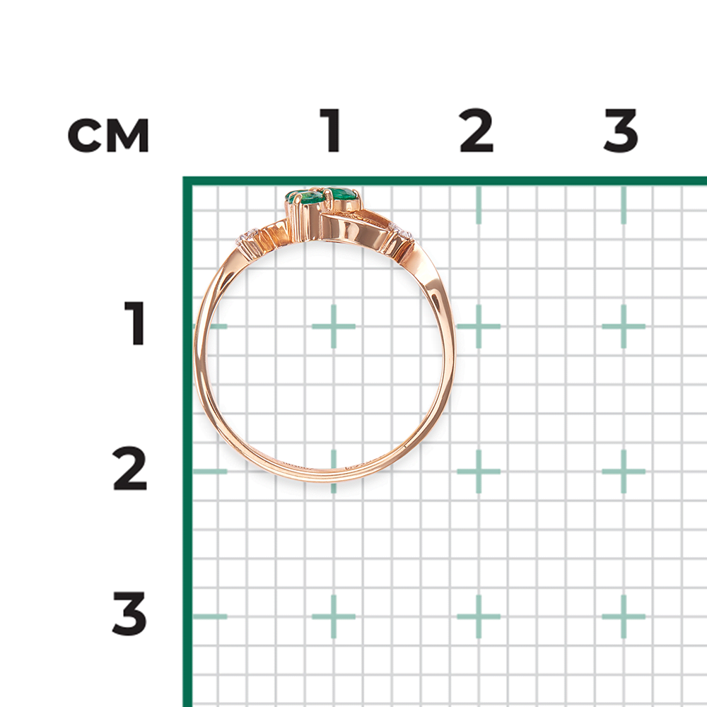 Кольцо из красного золота с изумрудами и бриллиантами 01-0674-00-106-1110-30