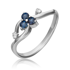 Кольцо из белого золота с сапфирами и бриллиантами 01-0675-00-105-1120-30