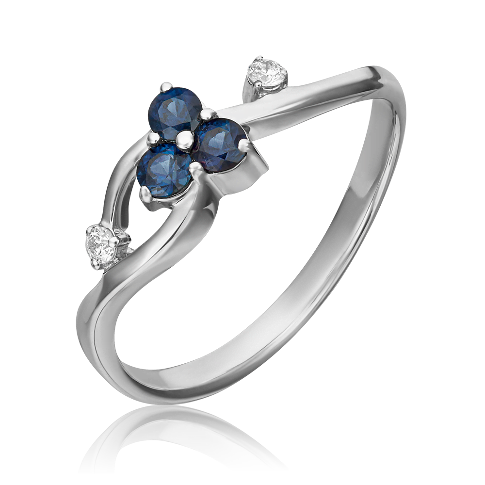 Кольцо из белого золота с сапфирами и бриллиантами 01-0675-00-105-1120-30