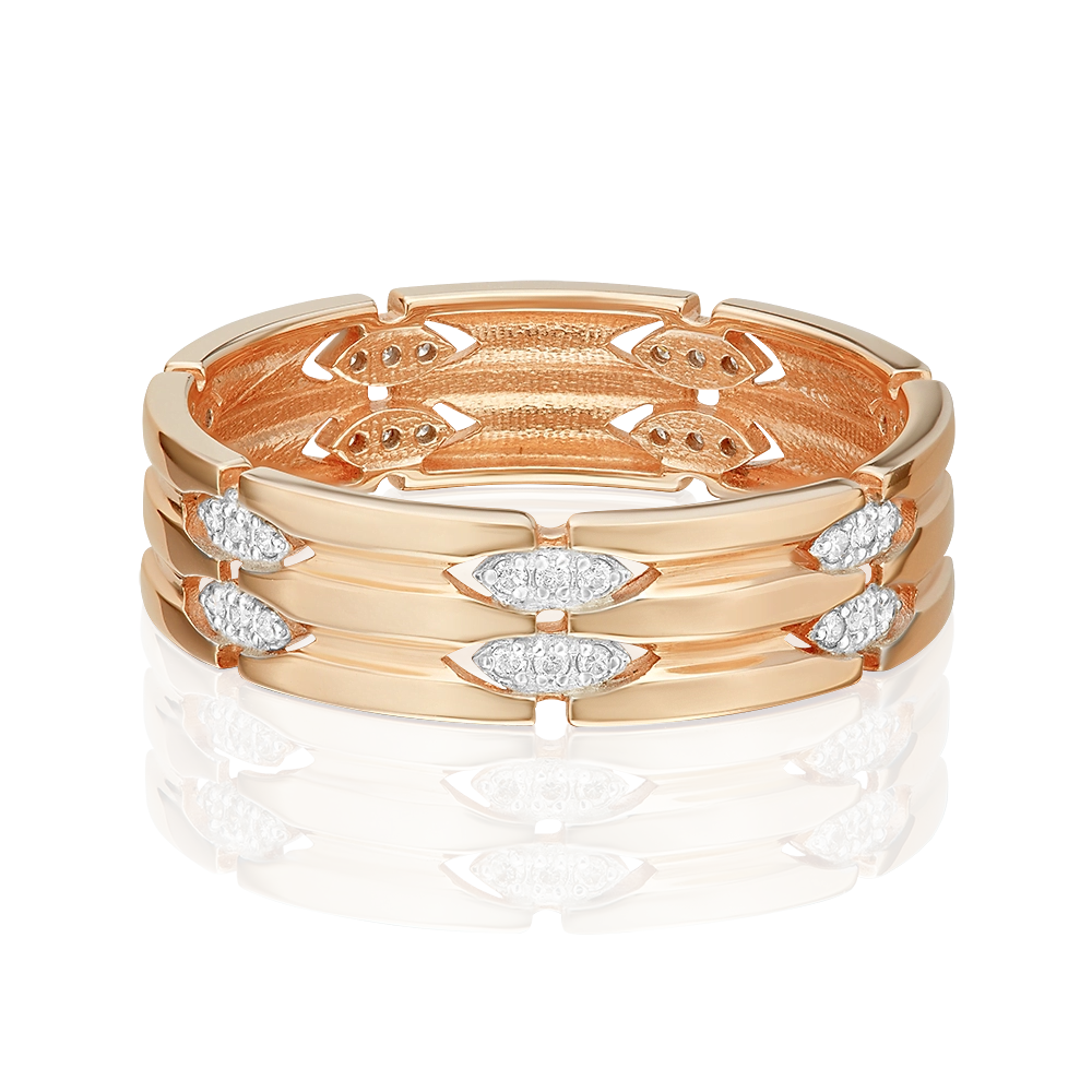 Обручальное кольцо из красного золота с бриллиантами 01-0680-00-101-1110-30