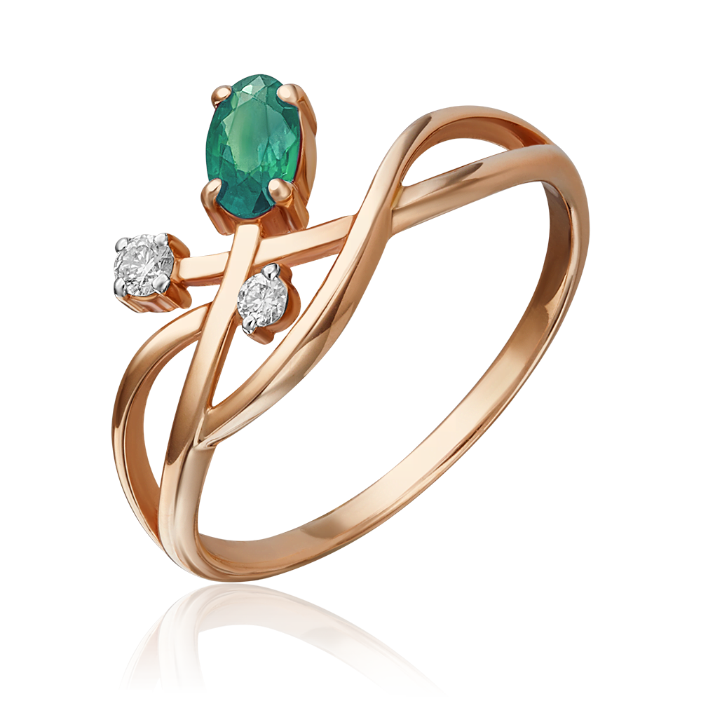 Кольцо из красного золота с изумрудом и бриллиантами 01-0686-00-106-1110-30
