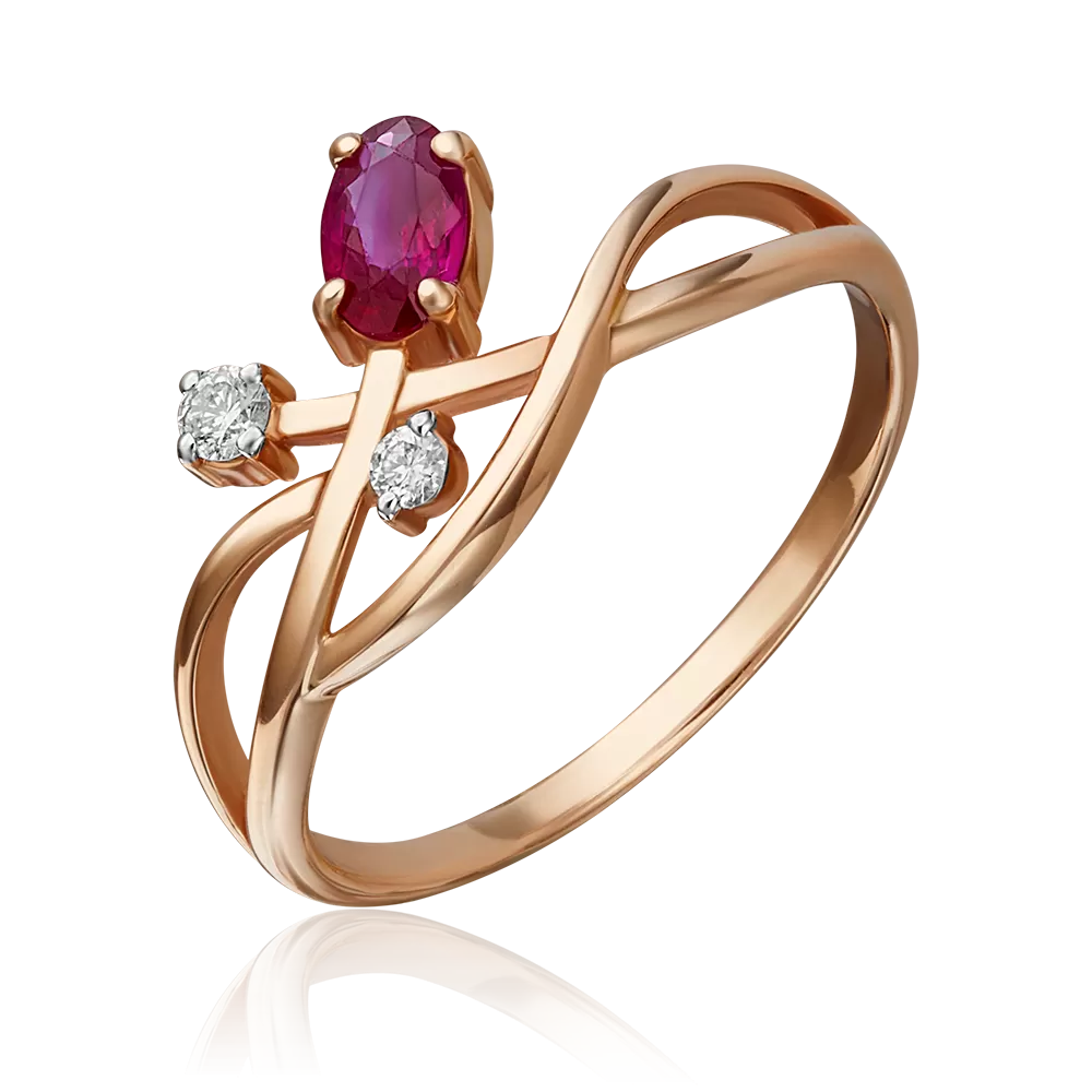 Кольцо из красного золота с рубином и бриллиантами 01-0686-00-107-1110-30