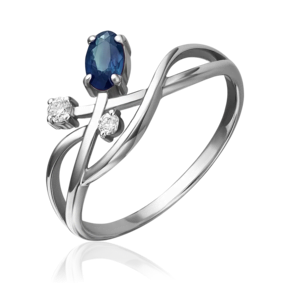 Кольцо из белого золота с сапфиром и бриллиантами 01-0687-00-105-1120-30