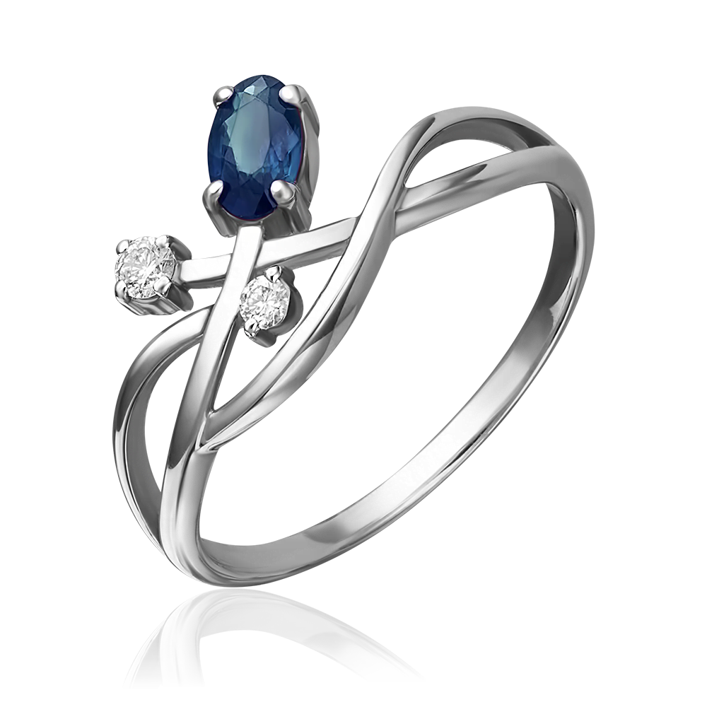 Кольцо из белого золота с сапфиром и бриллиантами 01-0687-00-105-1120-30